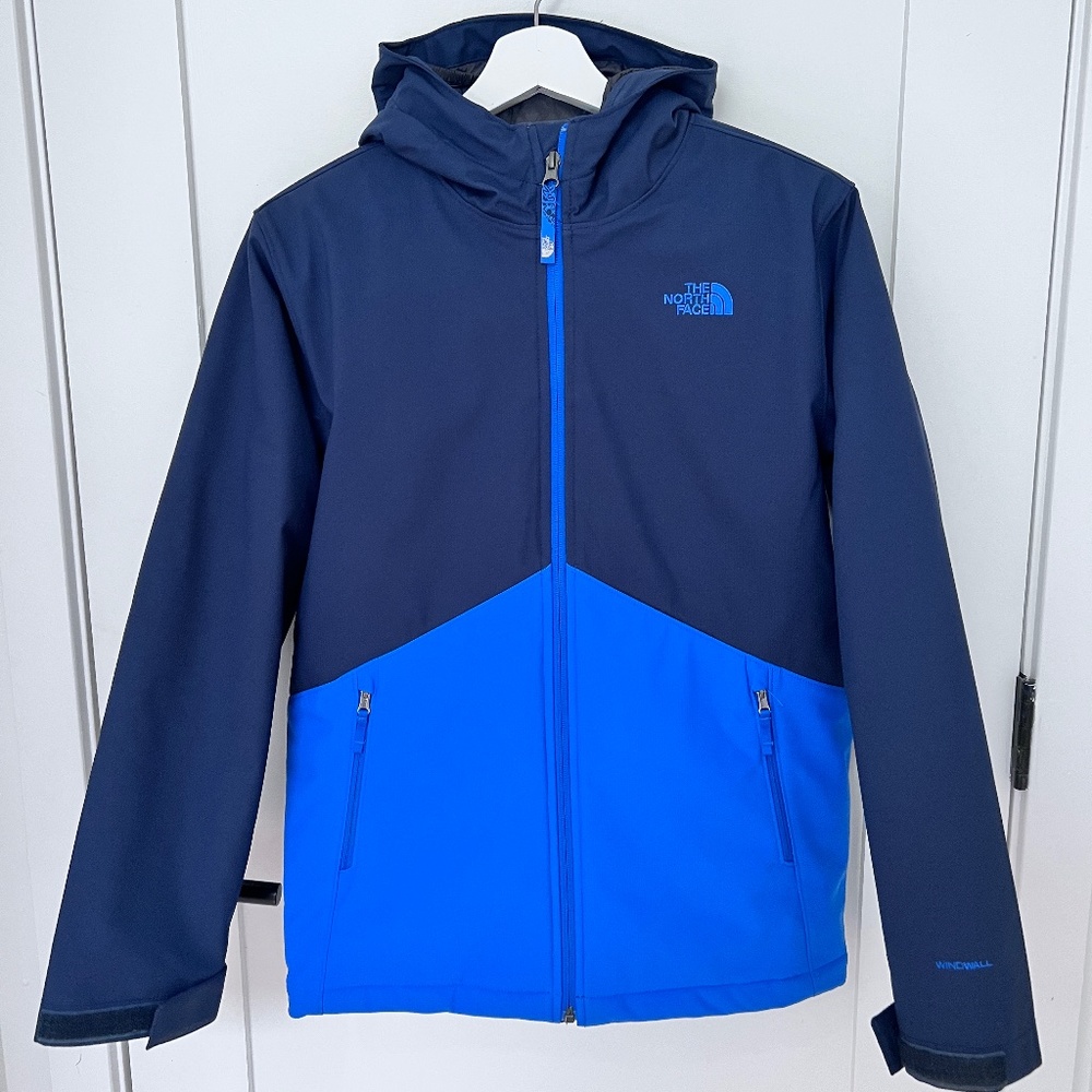 The North Face boys WINDWALL  hooded rain snow ski jacket zip up.